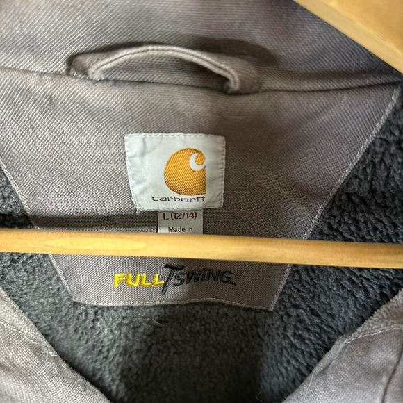 Carhartt duck canvas sherpa lined hooded utility coat women's Large Grey - Picture 6 of 8